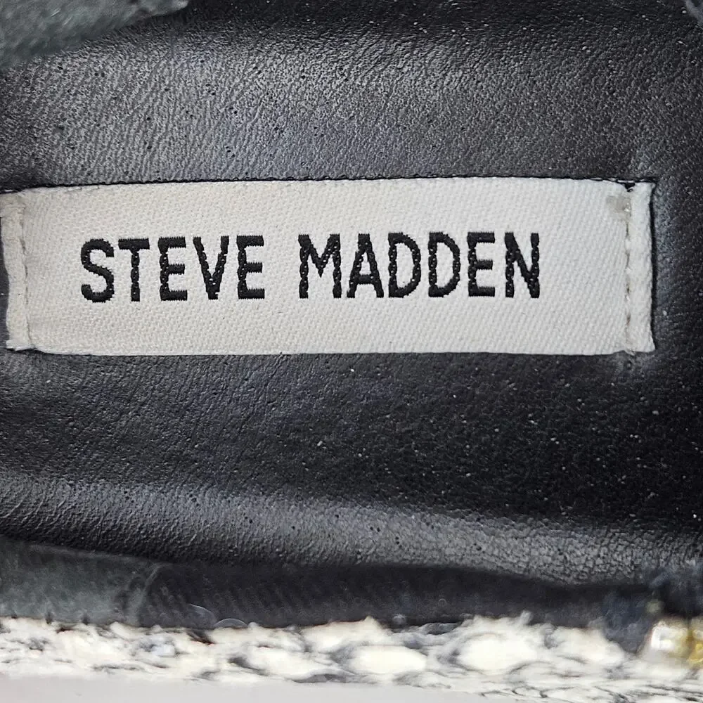 Steve Madden Black/White‎ Glammar Snakeskin Slip On Platform Sneakers Size 6M